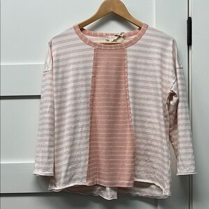 Hem & Thread Peach Striped Top Size Medium